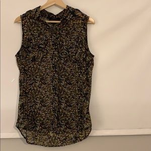 Banana republic, black and flower sheer blouse.